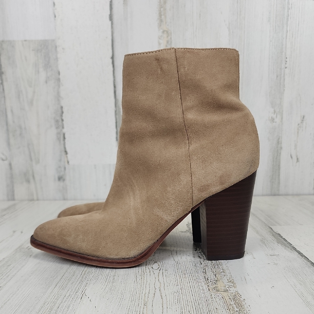 Sam Edelman Blake Tan Suede Leather 3.5" Heel Boots Size 7